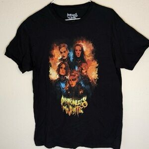 Motionless In White Group Girl's Large Boyfriend Fit Black T-Shirt Graphic Print